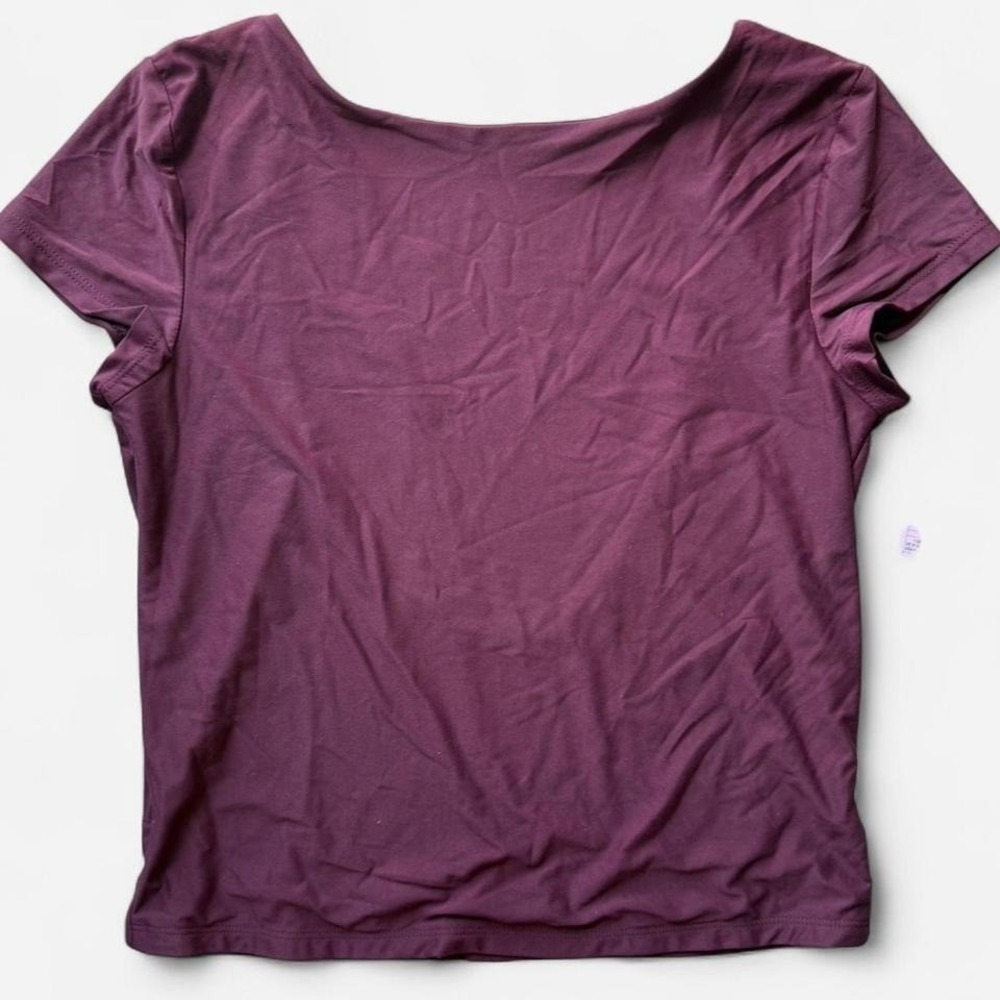 Wild Fable Burgundy Open Scoop Back Short Sleeve T-Shirt XL New